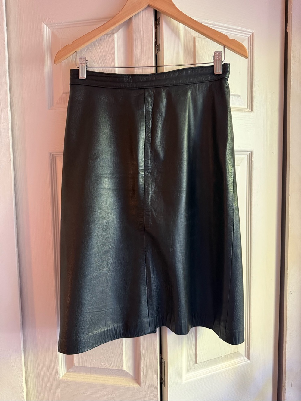 Women’s Black Genuine Leather A-Line Skirt - Made in Canada
